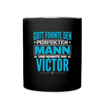 Victor Name Design - Tasse einfarbig - Schwarz - Vorne