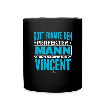 Vincent Name Design - Tasse einfarbig - Schwarz - Vorne
