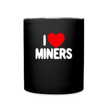 Ich liebe Bergarbeiter Red Heart Lustige Bergbausp - Tasse einfarbig - Schwarz - Vorne