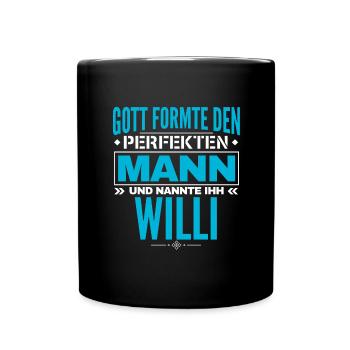 Willi Name Design - Tasse einfarbig - Schwarz - Vorne