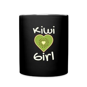 Kiwi Mädchen herzförmige Frucht Kiwi Liebe Kiwi Mä - Tasse einfarbig - Schwarz - Vorne