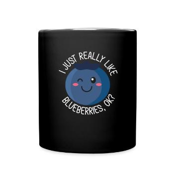 Ich mag Blaubeeren wirklich sehr, Kinder Blaubeere - Tasse einfarbig - Schwarz - Vorne