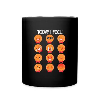 Lebkuchen Mann Emoticons heute Ich fühle mich Weih - Tasse einfarbig - Schwarz - Vorne