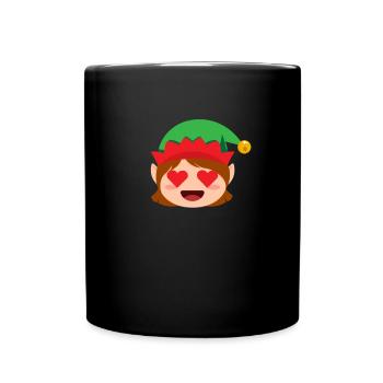 Mädchen Elf Emoticons Herzaugen Weihnachtsmädchen - Tasse einfarbig - Schwarz - Vorne