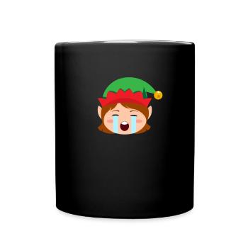 Mädchen Elf Emoticons, die laut Elf Weihnachten ru - Tasse einfarbig - Schwarz - Vorne