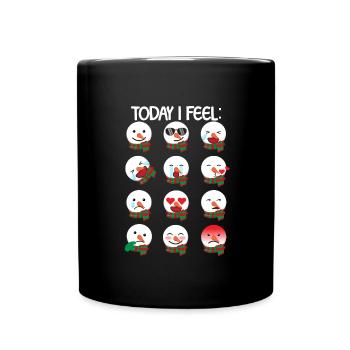 Snowman Emoticons lustig heute Ich fühle mich Weih - Tasse einfarbig - Schwarz - Vorne