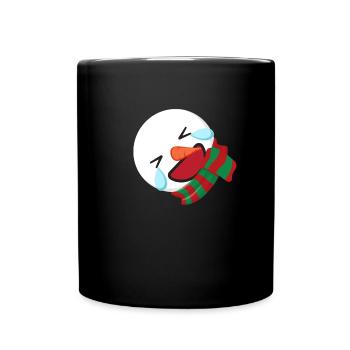 Snowman Emoticons rollen auf dem Boden und lachen - Tasse einfarbig - Schwarz - Vorne