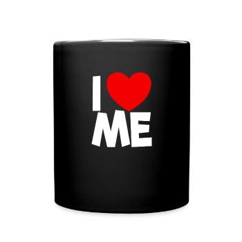 Ich liebe mich rotes Herz Selbstliebe Bestätigung - Tasse einfarbig - Schwarz - Vorne