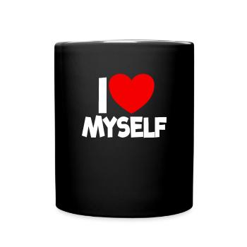 Ich liebe mich selbst rotes Herz Selbstliebe Bestä - Tasse einfarbig - Schwarz - Vorne