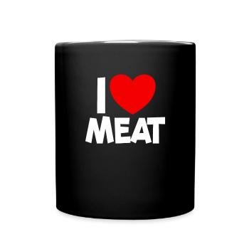 Ich liebe Fleischgrill Fleischliebhaber bbq Ich li - Tasse einfarbig - Schwarz - Vorne