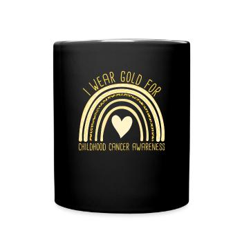 Ich trage Gold für das Bewusstsein von Krebs bei K - Tasse einfarbig - Schwarz - Vorne