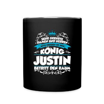 Justin Name Design - Tasse einfarbig - Schwarz - Vorne