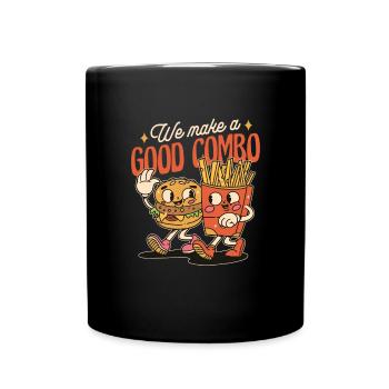 Cheeseburger und Pommes Wir machen einen guten Com - Tasse einfarbig - Schwarz - Vorne