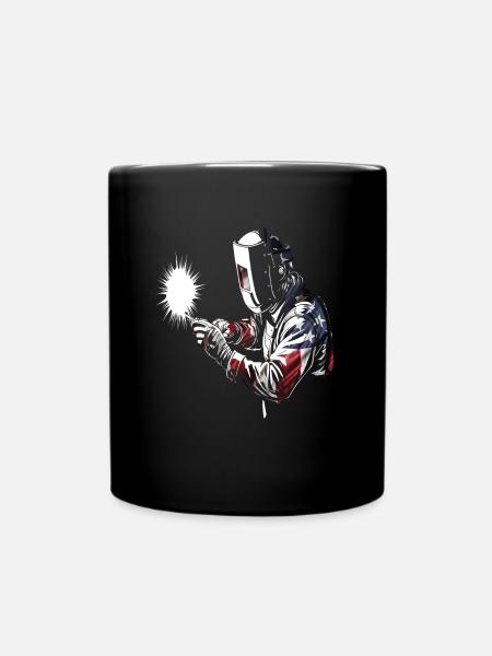 Amerikanische Flagge Schweißerin patriotisch USA A - Tasse einfarbig - Schwarz