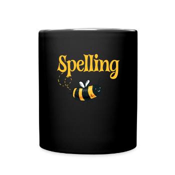 Spelling bee buzzed bee spelling contest - Full Colour Mug - black - Front