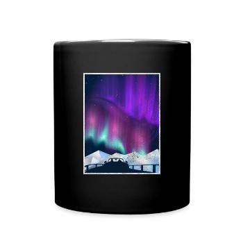 Aurora Borealis Polarlicht Nordlichter - Tasse einfarbig - Schwarz - Vorne