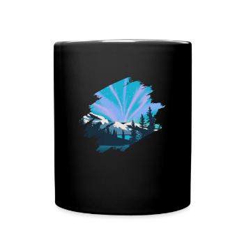 Nordlichter Polarlicht Aurora Borealis - Tasse einfarbig - Schwarz - Vorne