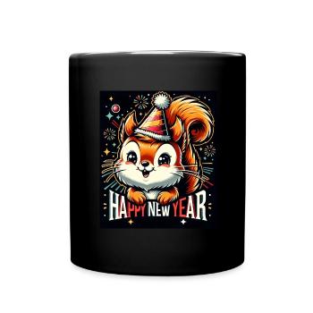 New Year New Year's Eve Squirrel New Year's Eve - Full Colour Mug - black - Front