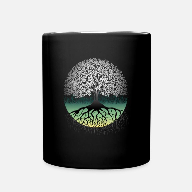 Baum des Lebens Lebensbaum Wurzel - Tasse einfarbig - Schwarz