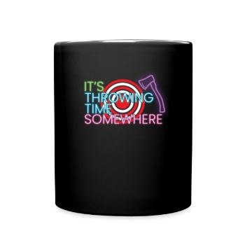 Il jette le temps sur une drôle de hache qui est attachée à un - Mug uni - noir - Devant