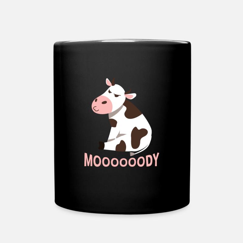 Moooooody Kuh Kühe Bauer Kinder - Tasse einfarbig - Schwarz