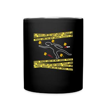 Victim Murder Crime Scene Chalk Outline True Crime Scene Chalk - Full Colour Mug - black - Front