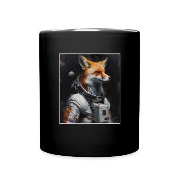 Space Travel, Foxes, Rocket, Astronaut, Fox, Outer Space - Full Colour Mug - black - Front