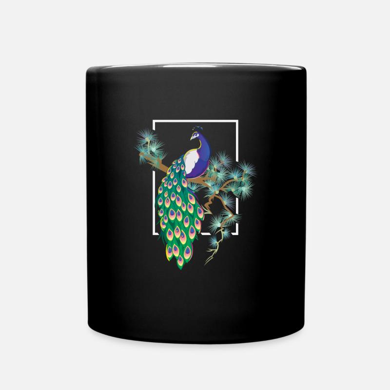Pfau Japan Vogel Ziervogel Japanisch - Tasse einfarbig - Schwarz