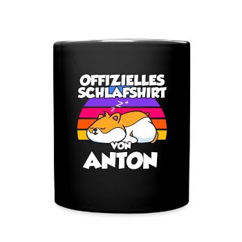 Offizielles Schlafshirt Von Anton - Tasse einfarbig - Schwarz - Vorne