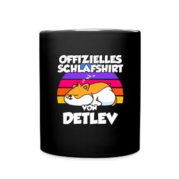 Offizielles Schlafshirt Von Detlev - Tasse einfarbig - Schwarz - Vorne