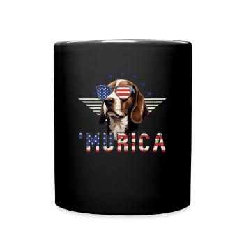 Beagle Sunglasses Murica Flag Gift - Full Colour Mug - black - Front