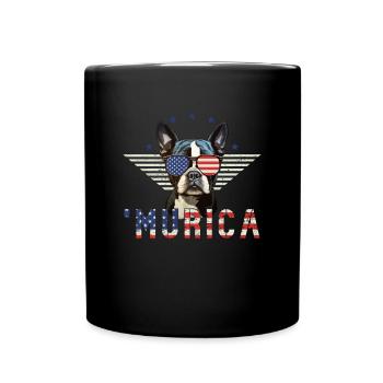 Boston Terrier Sunglasses Murica Flag Gift - Full Colour Mug - black - Front