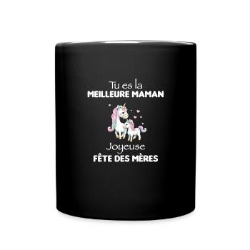 Je t'aime maman licorne - Mug uni - noir - Devant