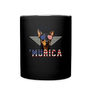 Doberman Sunglasses Murica Flag Gift - Full Colour Mug - black - Front