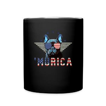 French Bulldog Sunglasses Murica Flag - Full Colour Mug - black - Front