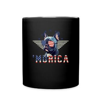 French Bulldog Sunglasses Murica Flag - Full Colour Mug - black - Front