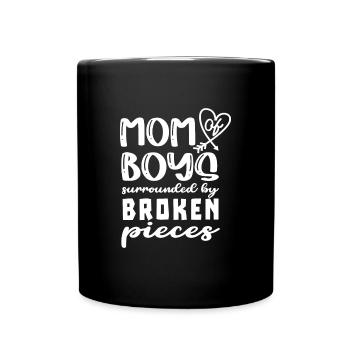 Mother of boys surrounded by broken glass mothers - Full Colour Mug - black - Front