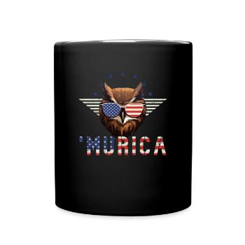 Eule Sonnenbrille Murica Amerika Flagge Geschenk - Tasse einfarbig - Schwarz - Vorne