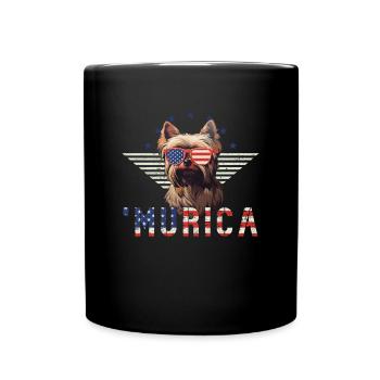 Yorkshire Terrier Sunglasses Murica America - Full Colour Mug - black - Front