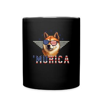 Shiba Inu Sunglasses Murica Flag Gift - Full Colour Mug - black - Front