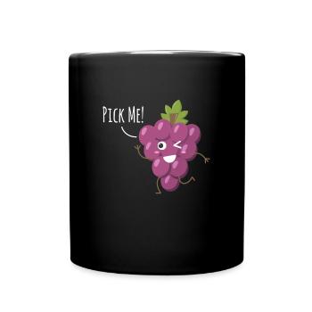 Pick Me! Grapes Wine Wine Lovers - Full Colour Mug - black - Front