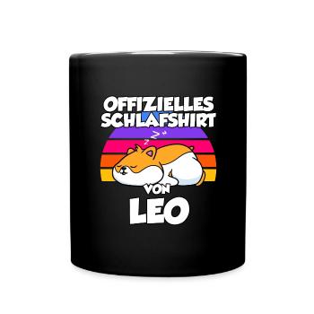 Offizielles Schlafshirt Von Leo - Tasse einfarbig - Schwarz - Vorne