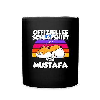 Offizielles Schlafshirt Von Mustafa - Tasse einfarbig - Schwarz - Vorne