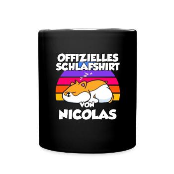Offizielles Schlafshirt Von Nicolas - Tasse einfarbig - Schwarz - Vorne