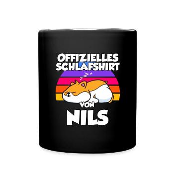 Offizielles Schlafshirt Von Nils - Tasse einfarbig - Schwarz - Vorne
