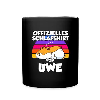 Offizielles Schlafshirt Von Uwe - Tasse einfarbig - Schwarz - Vorne
