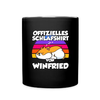 Offizielles Schlafshirt Von Winfried - Tasse einfarbig - Schwarz - Vorne