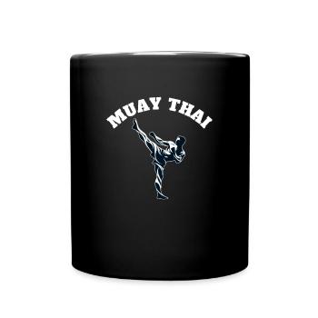 Muay Thai Kick Design - Tasse einfarbig - Schwarz - Vorne