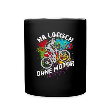 Logisch fahre ich ohne Akku ohne Motor - Tasse einfarbig - Schwarz - Vorne