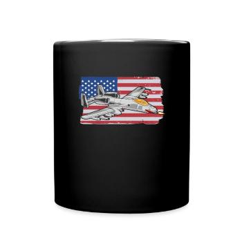 A-10 Warthog Military Airplane American Flag A10 - Tasse einfarbig - Schwarz - Vorne
